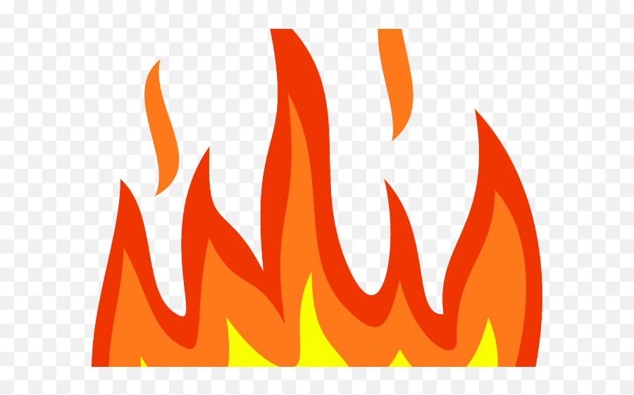 Stylized cartoon flames in orange, red, and yellow on transparent background.