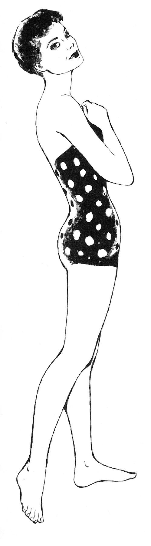 Classic 1950s Swimsuit Illustration - Retro Fashion Art