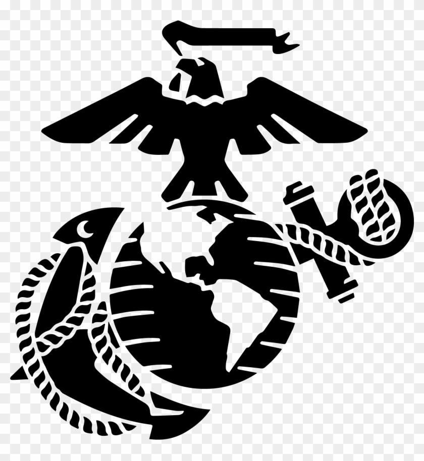U.S. Marine Corps Eagle, Globe, and Anchor emblem in black silhouette on transparent background.