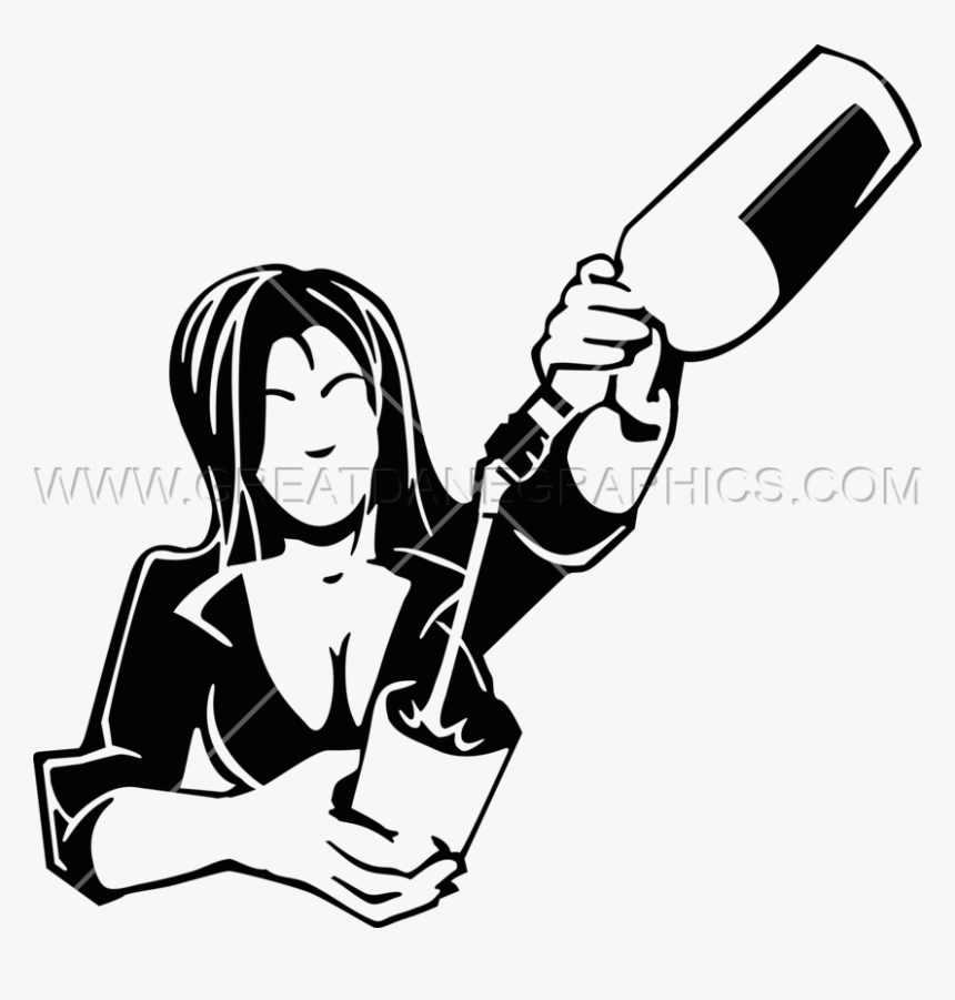 Woman pouring champagne from a bottle into a glass with celebratory expression.