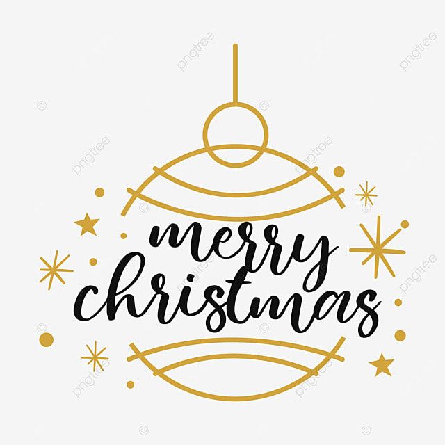 Golden Christmas ornament with "Merry Christmas" script, stars, and festive dots on light background.