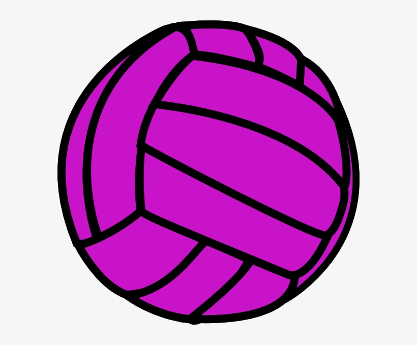 A vibrant purple cartoon-style volleyball with bold black panel lines, isolated on white background.