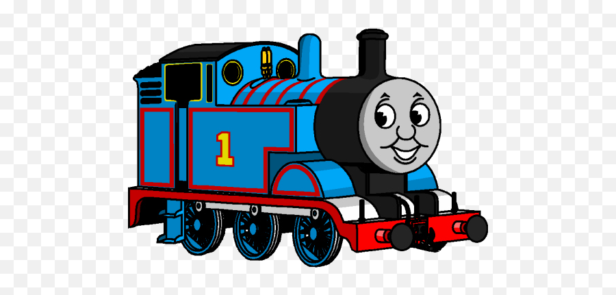 Thomas the Tank Engine, a blue steam locomotive with number 1 on his side and a smiling face.