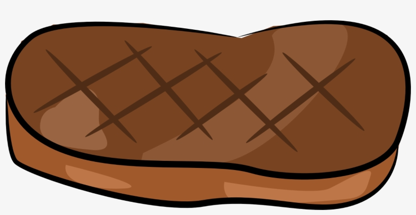 Cartoon-style grilled steak with diamond-shaped sear marks and browned edges.