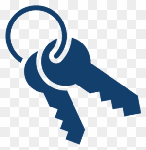 Blue icon of two keys on a ring against transparent background, symbolizing access, security, or login.