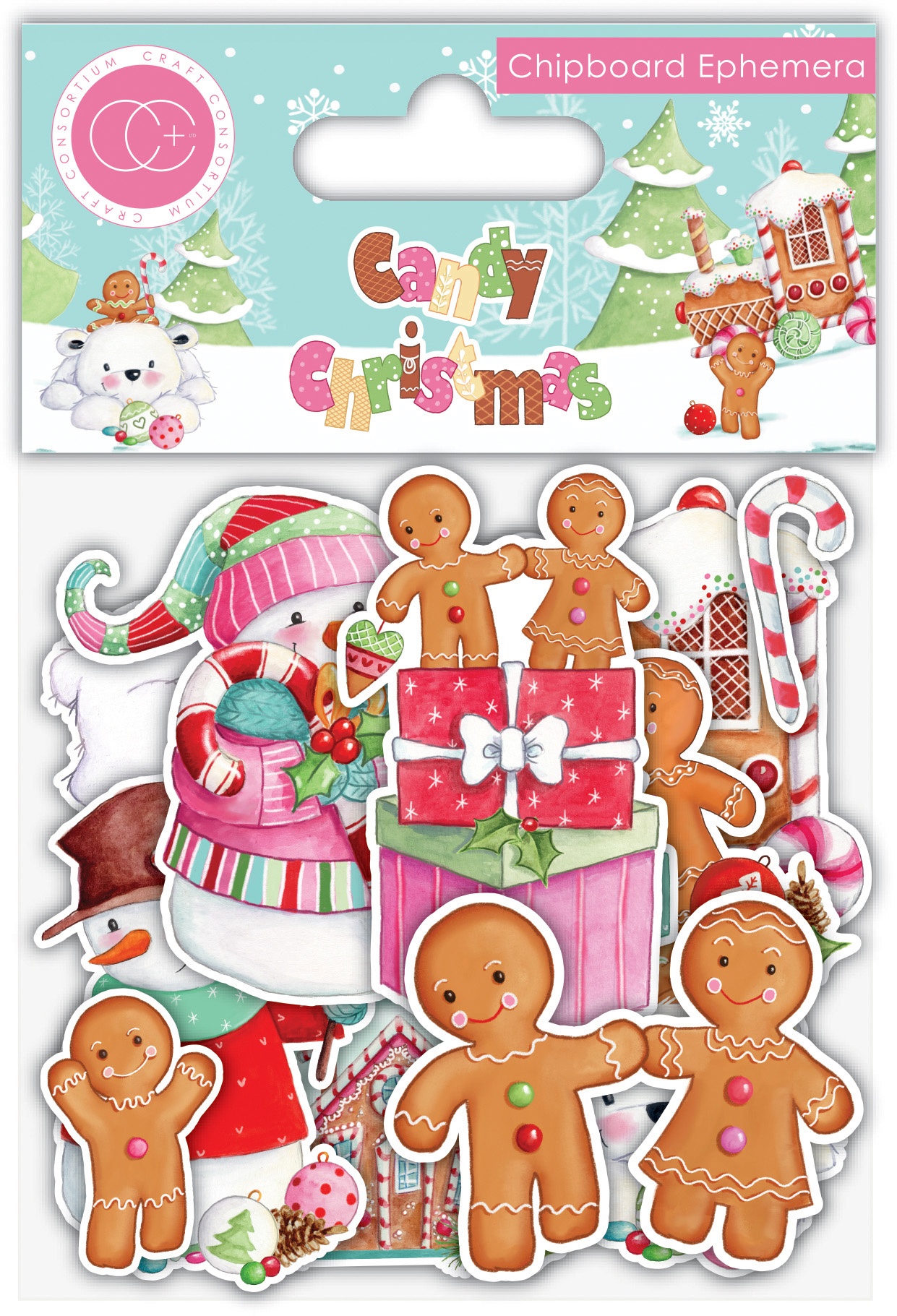 Candy Christmas Chipboard Ephemera - Festive Craft Embellishments