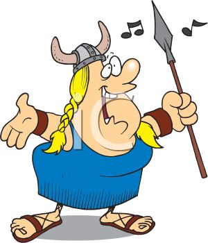 Fun Viking Cartoon Character - Singing Warrior with Spear