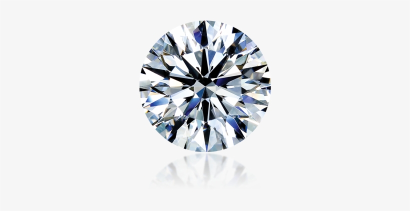 Brilliant-cut round diamond with precise facets, reflecting light and showing fire and brilliance on white background.