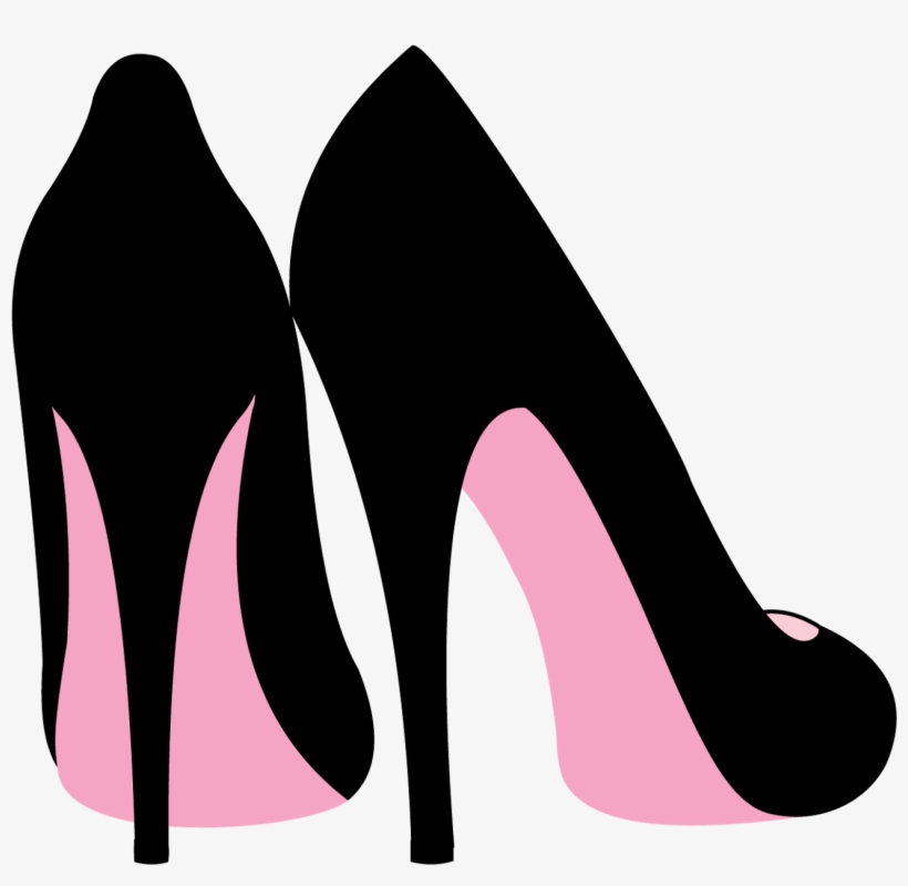 Elegant Black High Heels with Pink Soles - Fashion Illustration