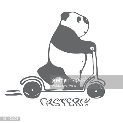 Panda on Scooter - Playful Illustration for Fun & Speed-Themed Content