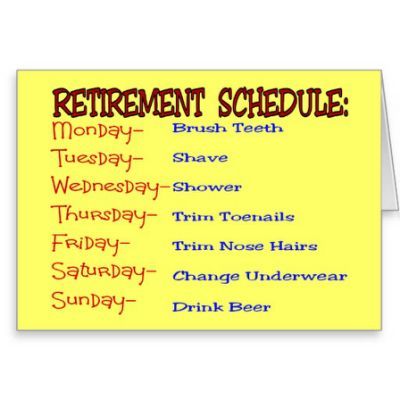 Funny Retirement Schedule Card - Free Printable Gag Gift Idea