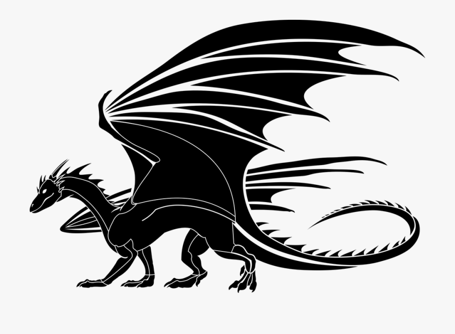 Stylized Dragon Silhouette SVG - Free Download for Fantasy Art & Design