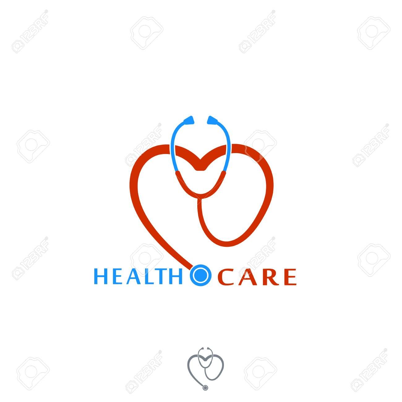 Health Care Logo - Heart & Stethoscope Symbol for Medical Services
