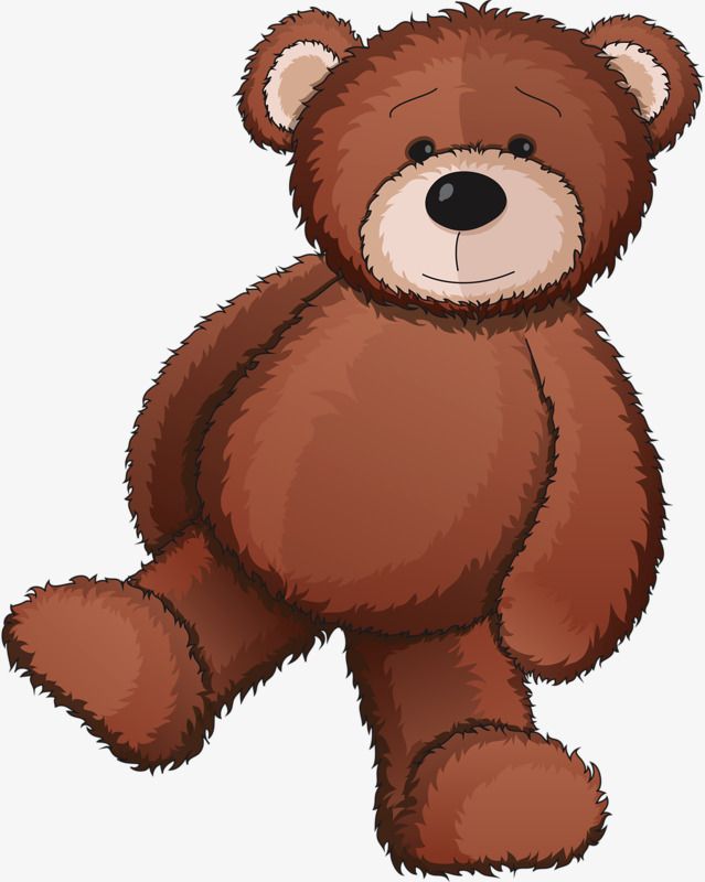 Cute brown teddy bear with soft fur, smiling face, and one leg raised in a friendly pose.