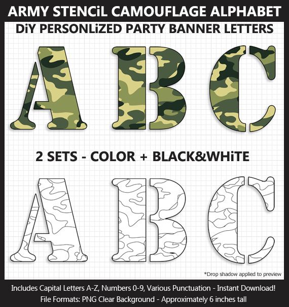 Alphabet Number Stencil Svg - Army Letter Stencil Svg - Stencil Clipart Svg  - Cut File For Cricut - Printable Stencils - Instant Download