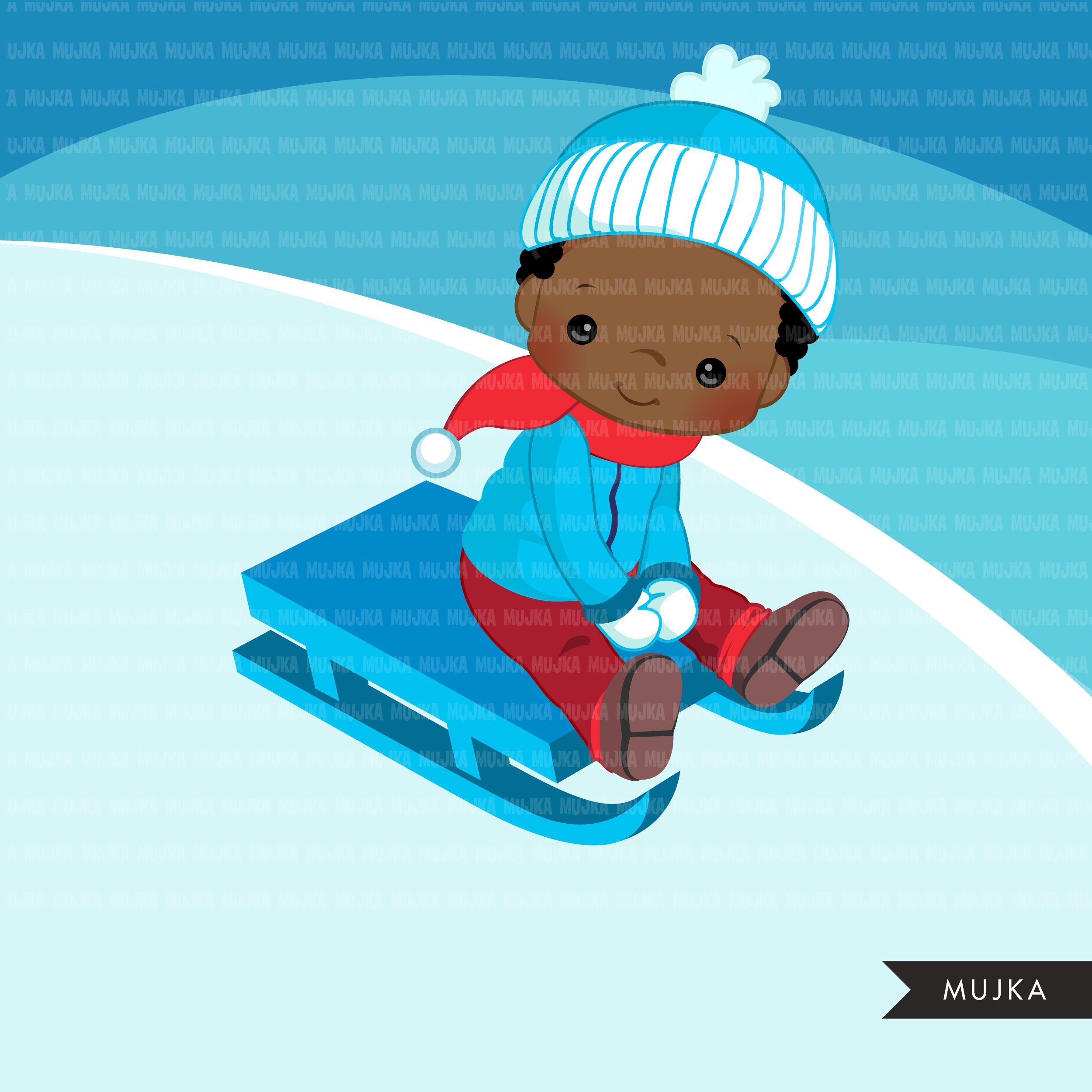 Sledding Clipart #1226310 - Illustration by Alex Bannykh - Clip Art Library