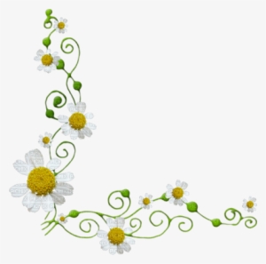 Chamomile Floral Corner Border - Free Decorative Clipart