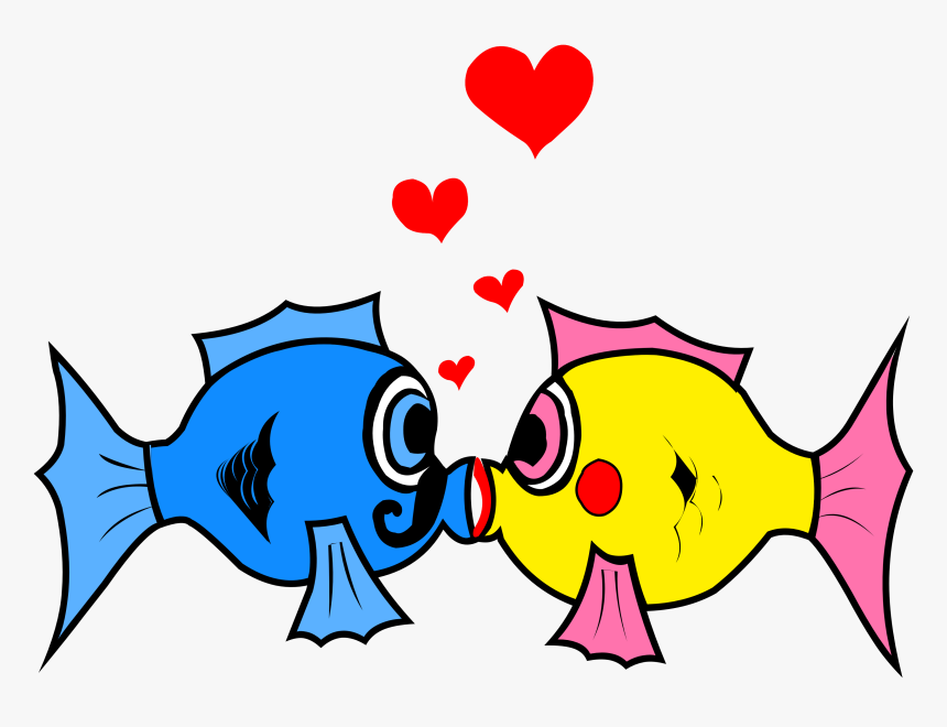 Love Fish Cartoon Illustration - Cute Valentine’s Day Clipart