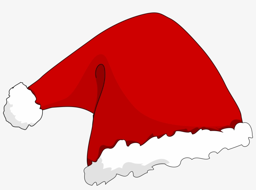 Classic red Santa hat with white fluffy trim and pom-pom, cartoon-style illustration.