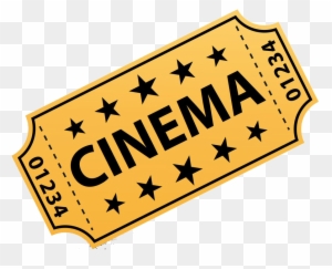 A vintage-style yellow cinema ticket with black stars and the word "CINEMA" in bold, perforated edges, and serial number 01234.