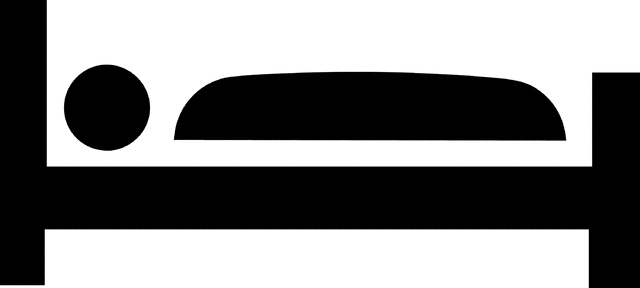 Black silhouette of a person lying in bed, representing rest, sleep, or bedtime.