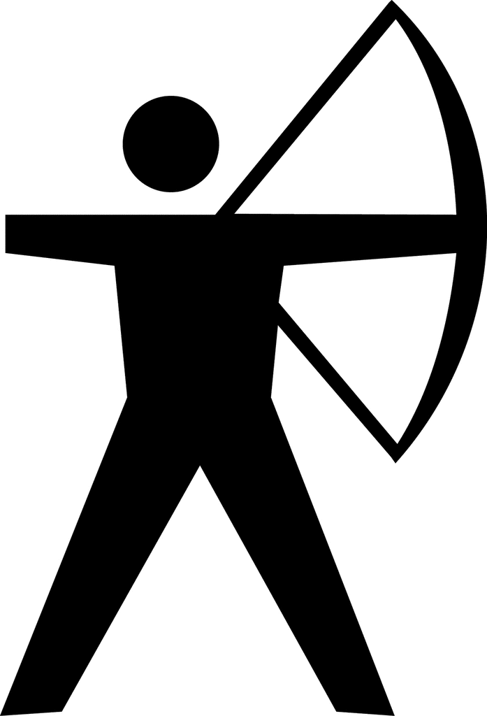 Black silhouette of an archer drawing a bow, stylized and minimalist.