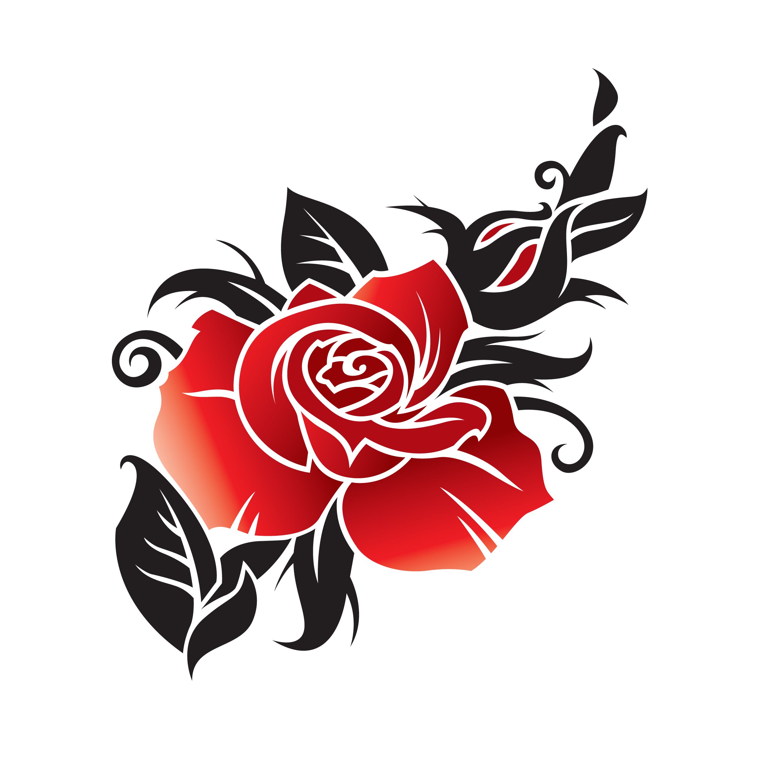 Red Rose Tattoo Design - Bold Vector Art for Ink Inspiration
