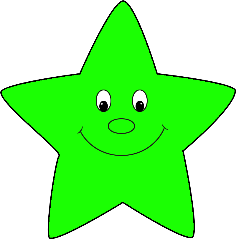 Friendly Green Star Clipart - Free Download for Kids’ Content