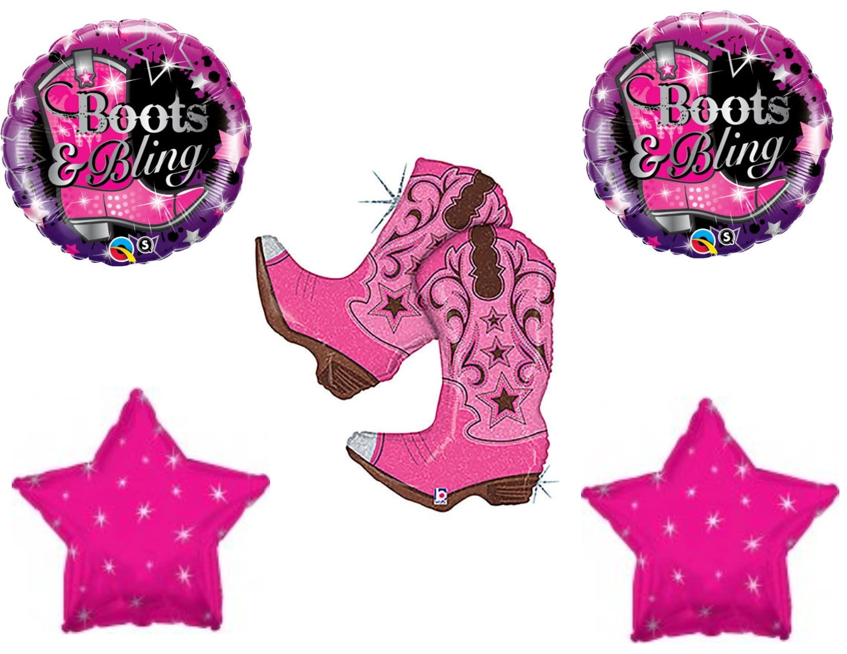 Boots & Bling Party Balloons - Pink Cowboy Boot Decor for Celebrations
