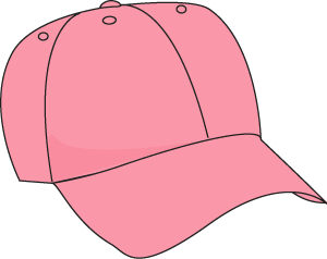 Pink baseball cap illustration with six-panel design, curved brim, and ventilation eyelets.