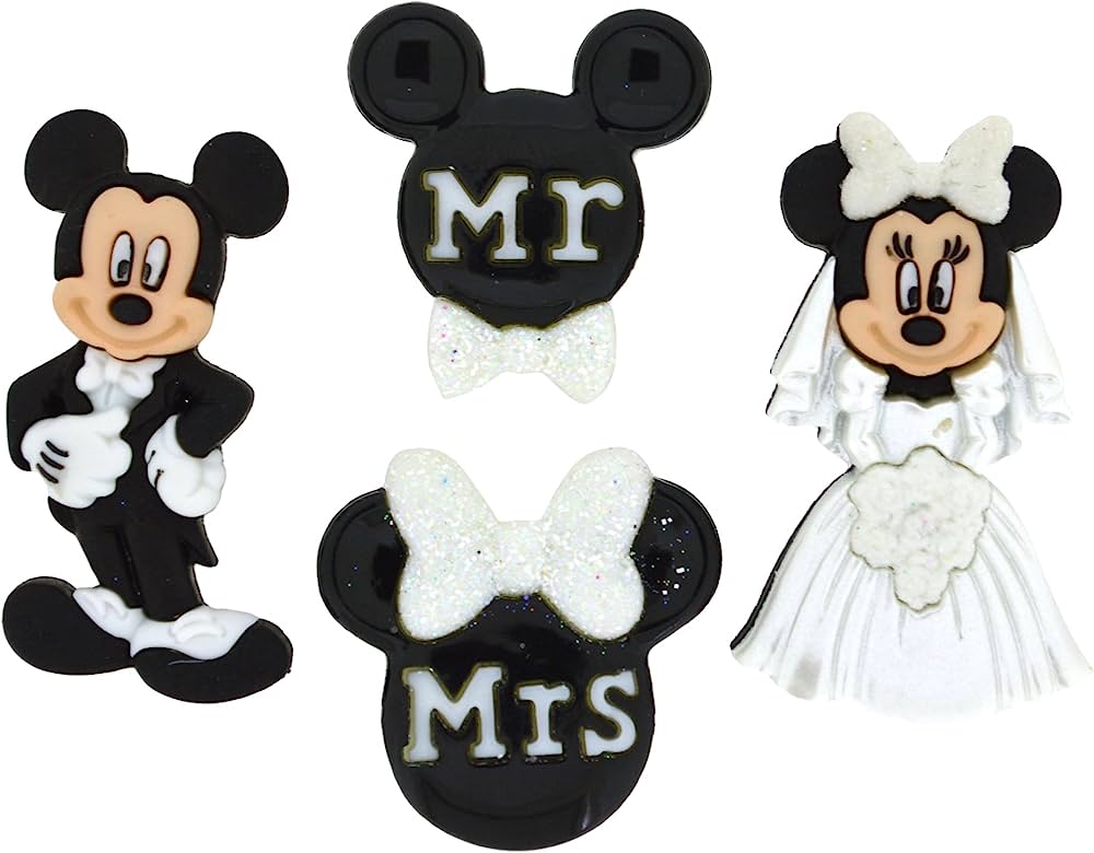 Mickey & Minnie Mouse Wedding Charms - Mr. & Mrs. Resin Decorations