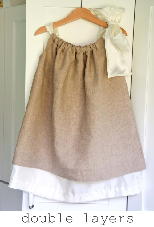 Double-Layer Linen Dress with Satin Bow - Handmade Boho Style