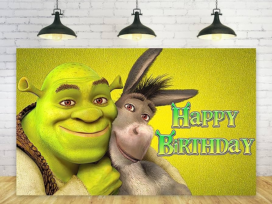 Shrek & Donkey Happy Birthday Backdrop - Printable Party Decor