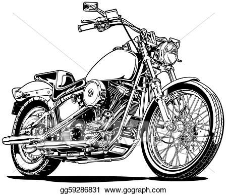 Classic Cruiser Motorcycle Line Art Illustration | Free Vector Clipart