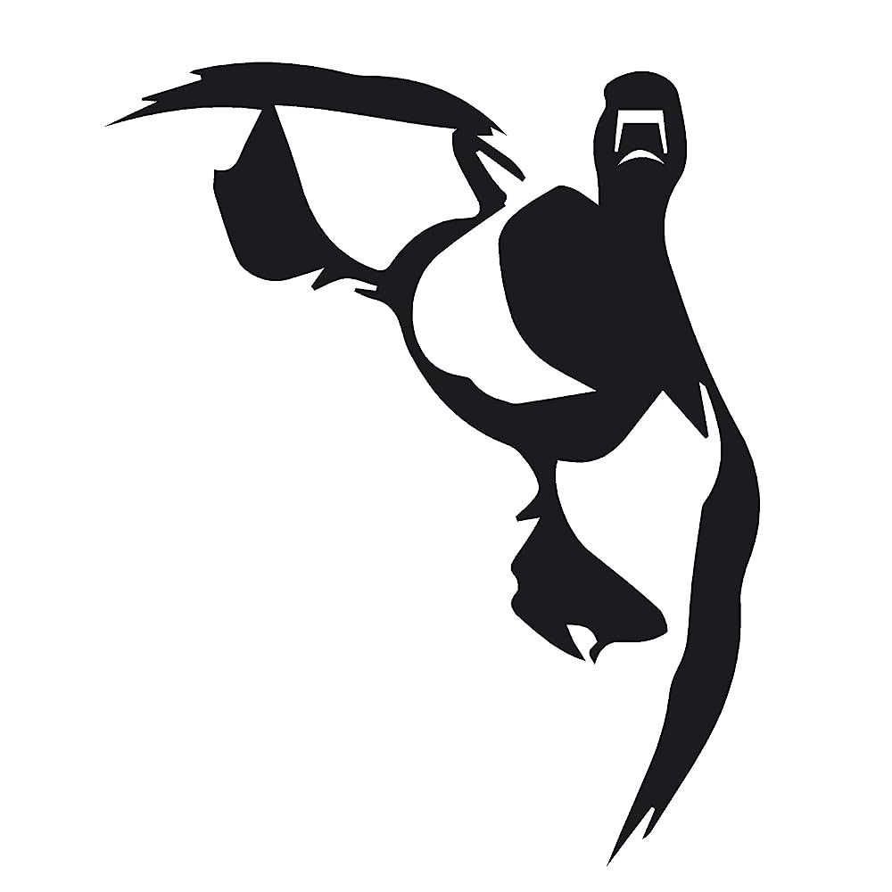 Silhouette of a diving bird, likely a loon or grebe, with wings spread and beak open mid-plunge.