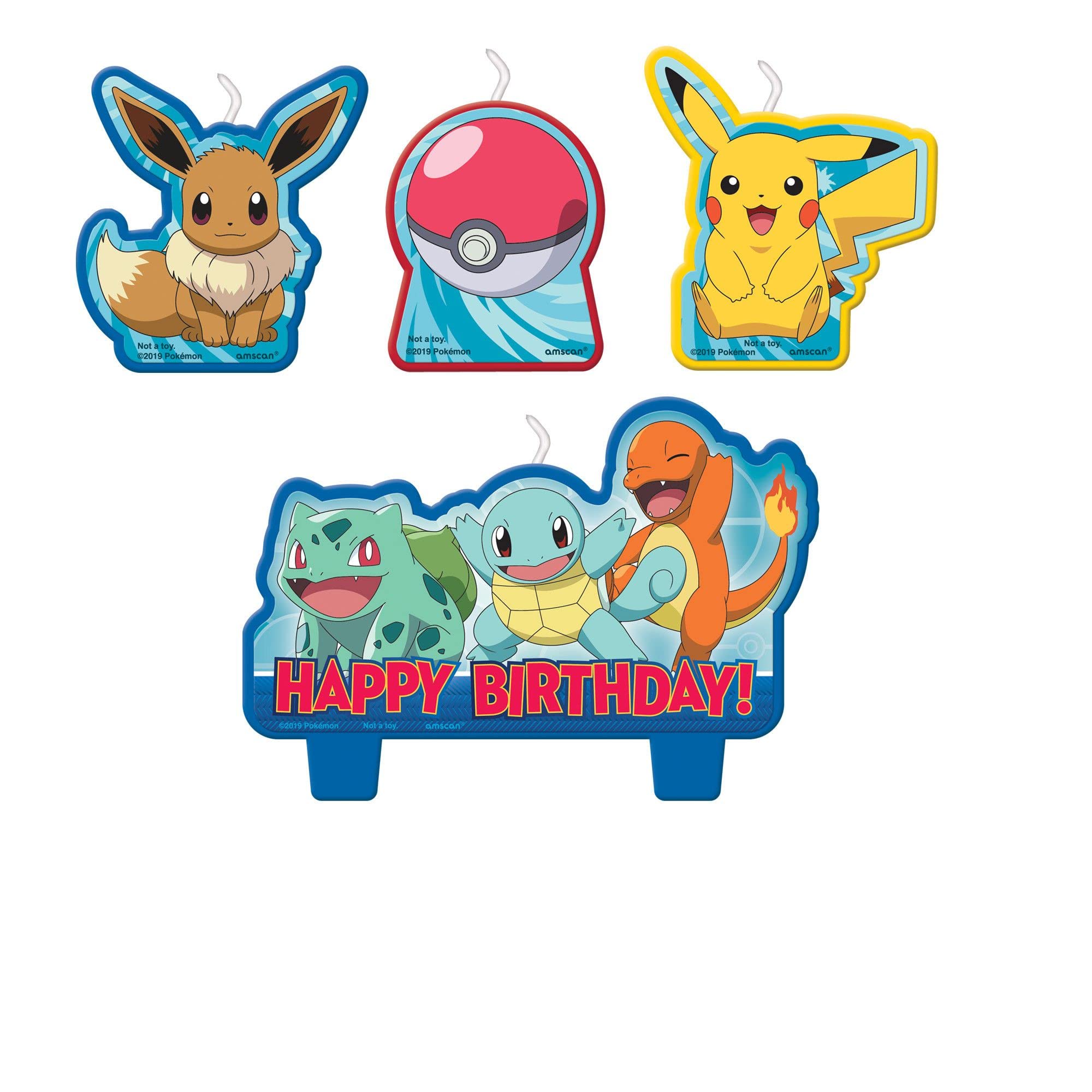 Pokémon Birthday Candles - Eevee, Pikachu, Poké Ball & Starter Trio