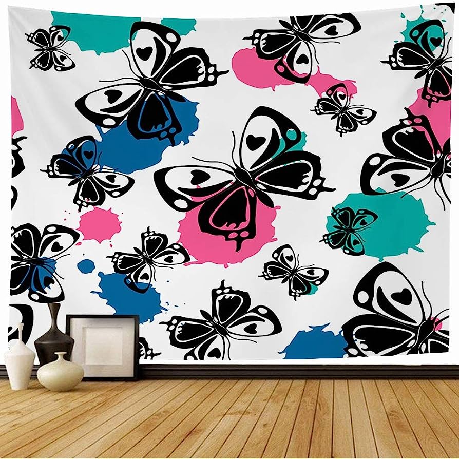 Vibrant Butterfly Tapestry Wall Hanging - Boho Decor for Bedroom or Living Room