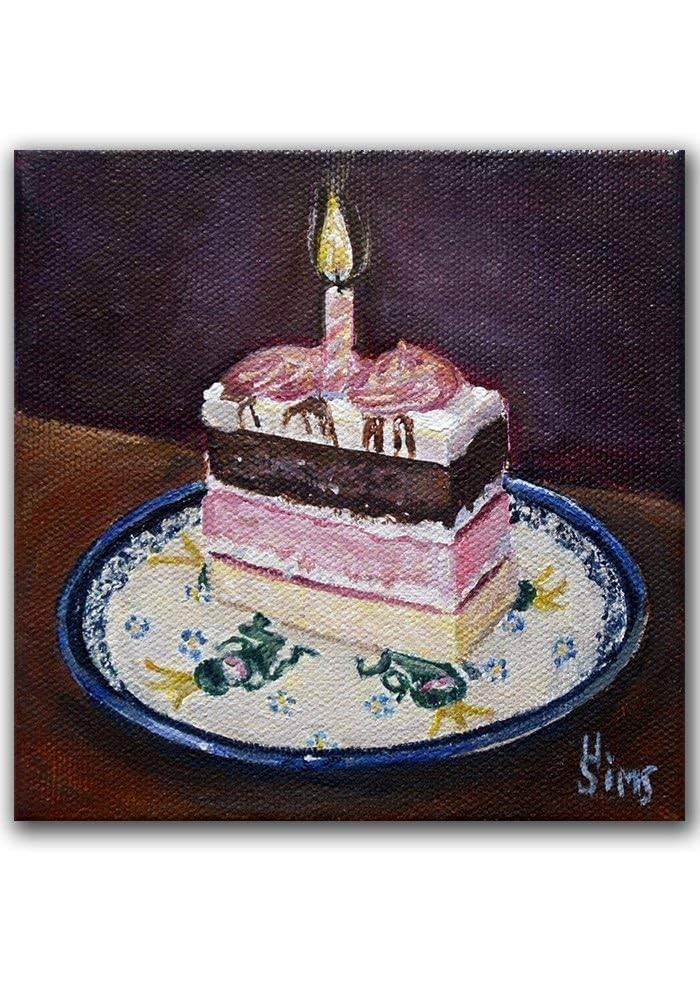 Birthday Cake Painting - Oil on Canvas by H. Sims
