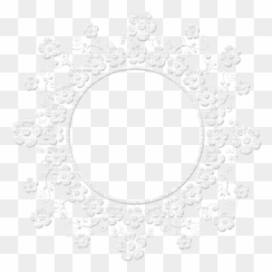 White floral lace circular frame on transparent background, decorative border for overlays or invitations.