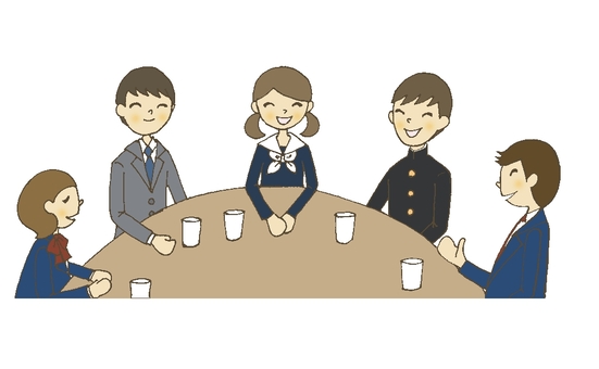 Student Group Discussion Illustration - School Collaboration Scene
