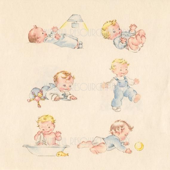Vintage Baby Illustration Collection - Nostalgic Watercolor Art for Nursery Decor