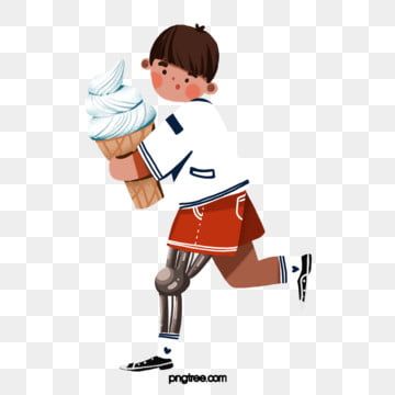 Joyful Child with Prosthetic Leg Enjoying Ice Cream - Inclusive Illustration