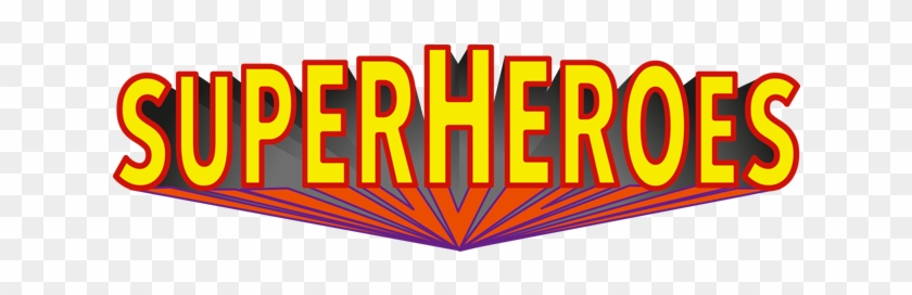 Bold yellow "SUPERHEROES" text with red outline and dynamic comic-style shadow effect on transparent background.