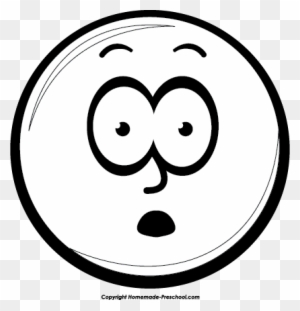 Black-and-white cartoon face with wide eyes and open mouth expressing surprise or shock.