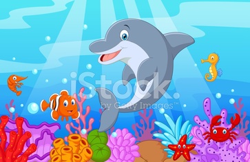 Cheerful Dolphin Cartoon - Ocean Life Illustration for Kids & Education