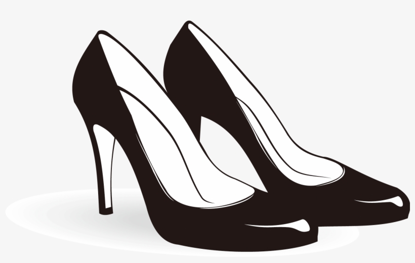 Black high-heeled stiletto shoes in elegant silhouette style on light background.