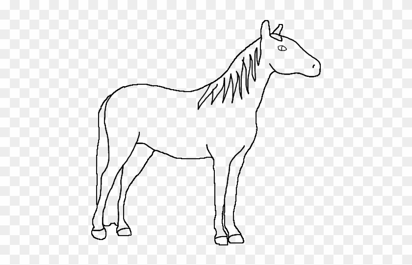 Simple black-and-white line drawing of a standing horse with mane and tail, facing right on transparent background.