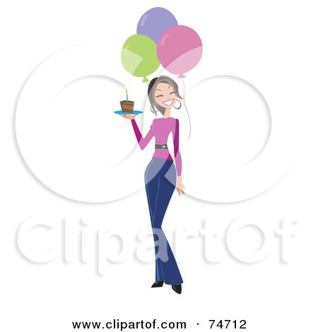 Celebrate with Joy - Birthday Woman Clipart Illustration