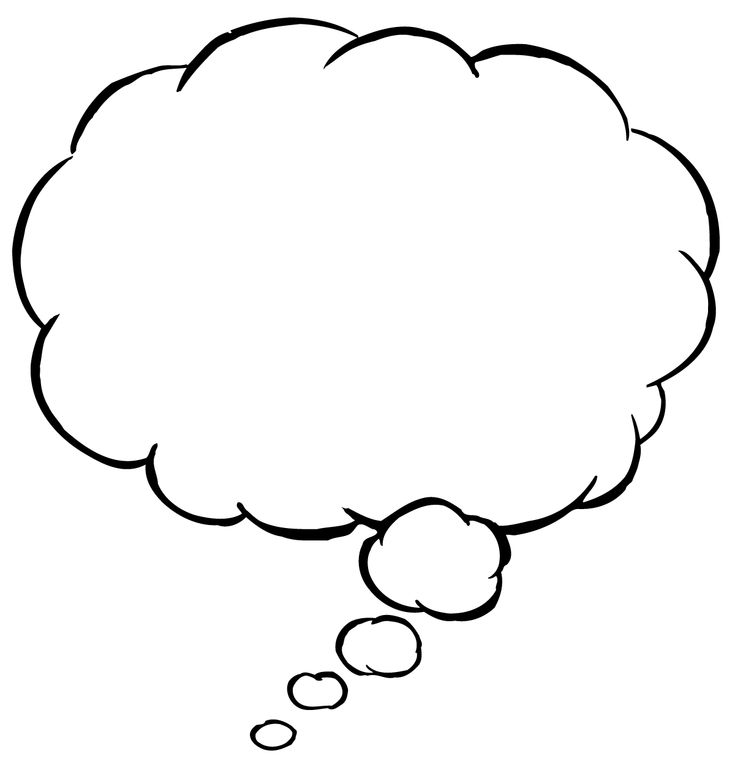 Blank hand-drawn thought bubble with trailing circles, ready for custom text or illustration.