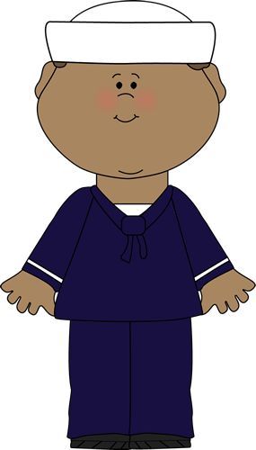 Cartoon boy in navy sailor outfit with white hat and rosy cheeks.